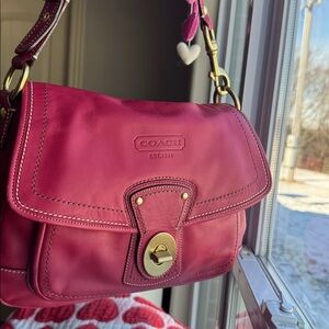 Coach Legacy Ali Legacy Turnlock 12854 Raspberry Pink Vachetta Leather